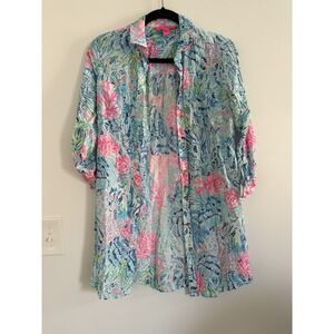 Lilly Pulitzer Women's SzXS Roll‎ Tab Sleeve Button Down  Shirt